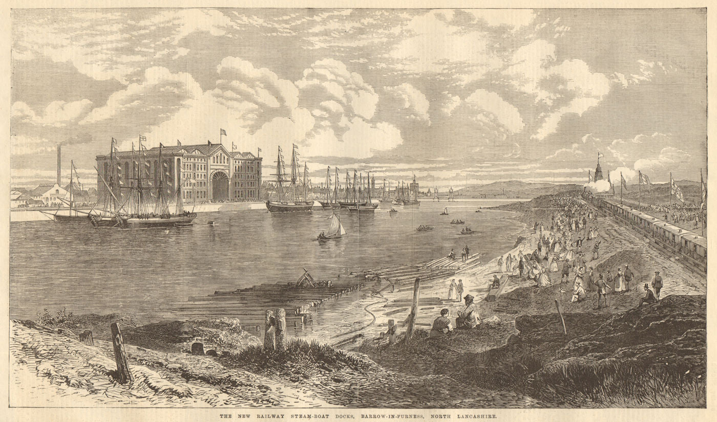 The new railway steam-boat docks, Barrow-in-Furness, Lancashire. Cumbria 1867